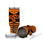 personalized oklahoma state cowboys chevron layers orange curved tumbler best selling.webp