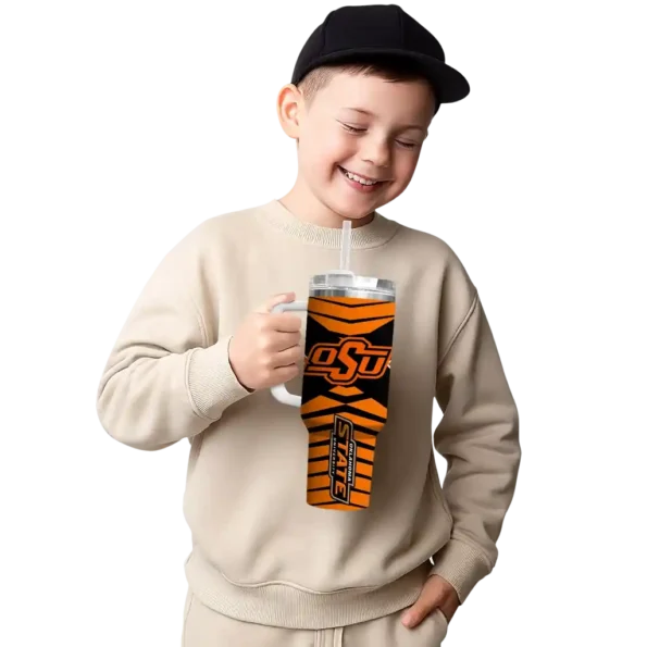 personalized oklahoma state cowboys chevron layers orange curved tumbler latest model.webp