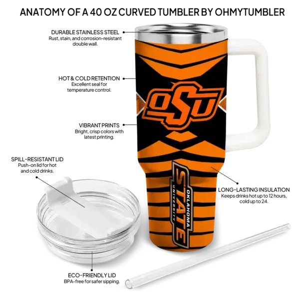 personalized oklahoma state cowboys chevron layers orange curved tumbler new arrival.webp