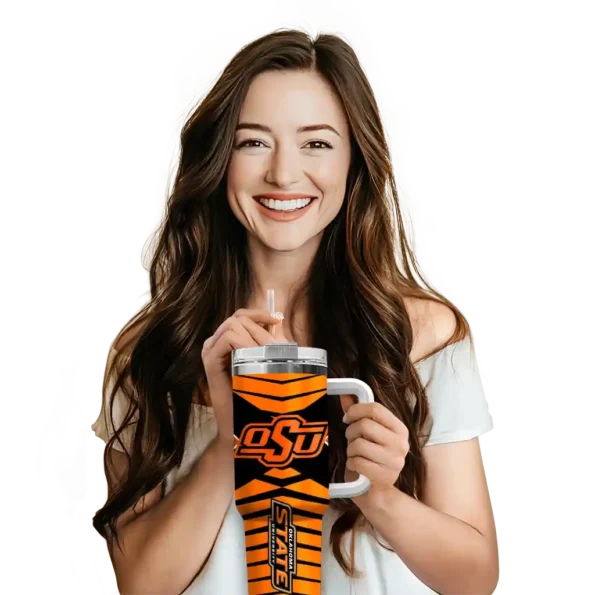 personalized oklahoma state cowboys chevron layers orange curved tumbler premium grade.webp