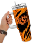 personalized oklahoma state cowboys claw cut orange black curved tumbler best selling.webp