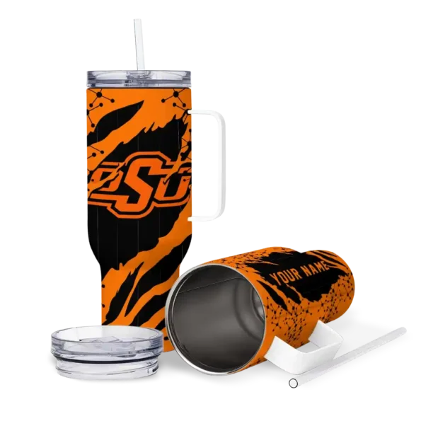 personalized oklahoma state cowboys claw cut orange black curved tumbler high quality.webp