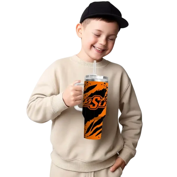 personalized oklahoma state cowboys claw cut orange black curved tumbler latest model.webp
