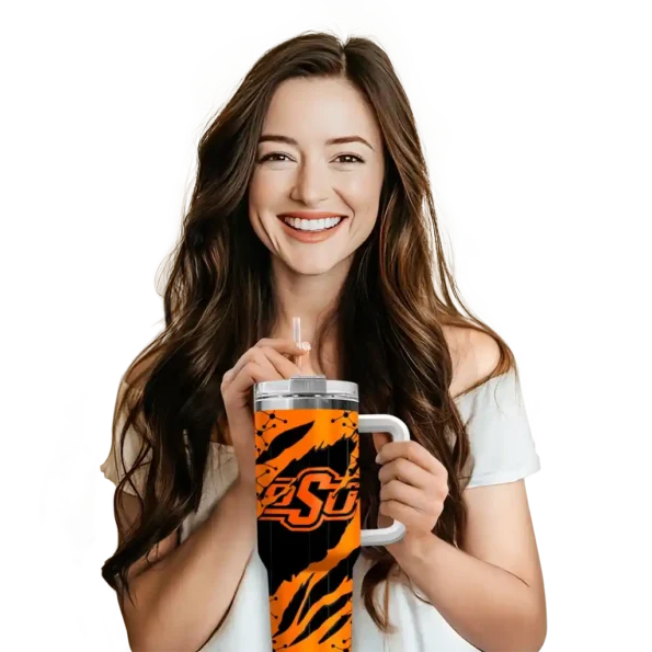 personalized oklahoma state cowboys claw cut orange black curved tumbler premium grade.webp