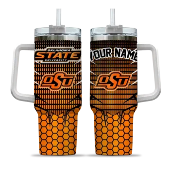personalized oklahoma state cowboys hex texture orange curved tumbler best selling.webp