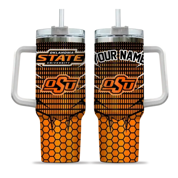 personalized oklahoma state cowboys hex texture orange curved tumbler best selling.webp