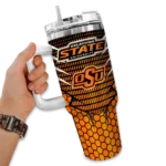 personalized oklahoma state cowboys hex texture orange curved tumbler best selling.webp