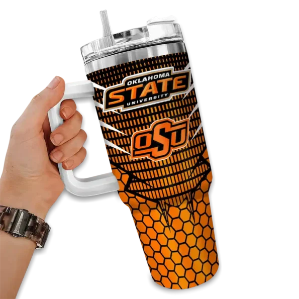 personalized oklahoma state cowboys hex texture orange curved tumbler fashion forward.webp