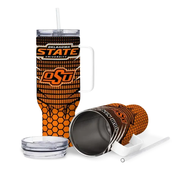 personalized oklahoma state cowboys hex texture orange curved tumbler high quality.webp