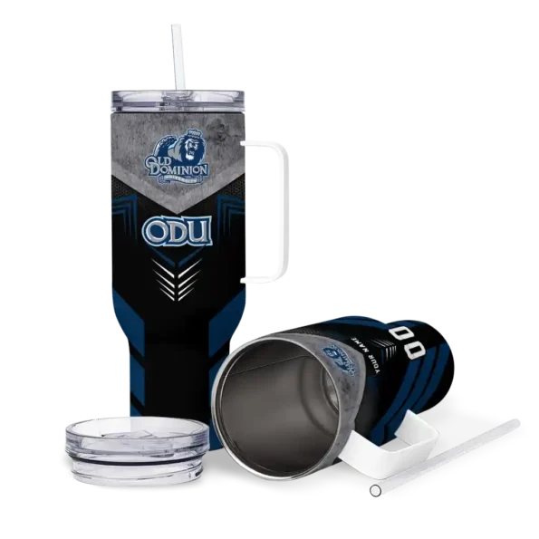 personalized old dominion monarchs arrow armor blue black curved tumbler high quality.webp