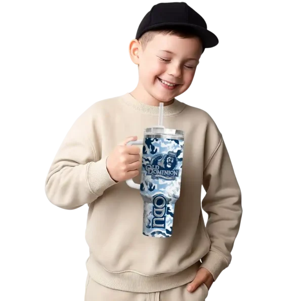 personalized old dominion monarchs camo mashup blue white curved tumbler latest model.webp