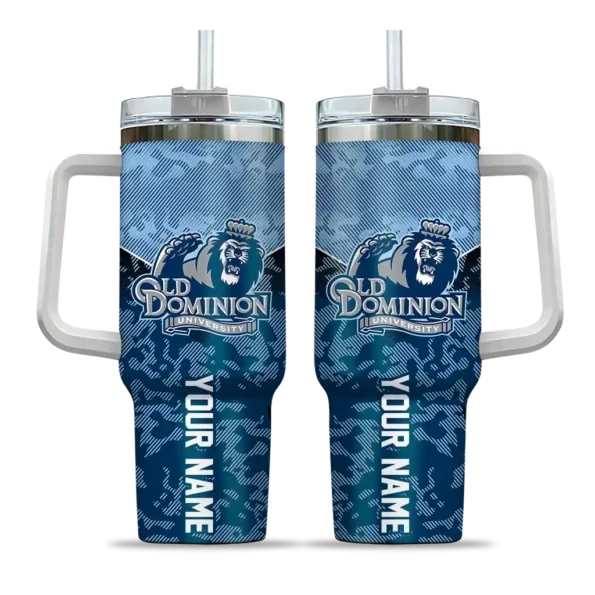 personalized old dominion monarchs chevron stripe blue curved tumbler best selling.webp