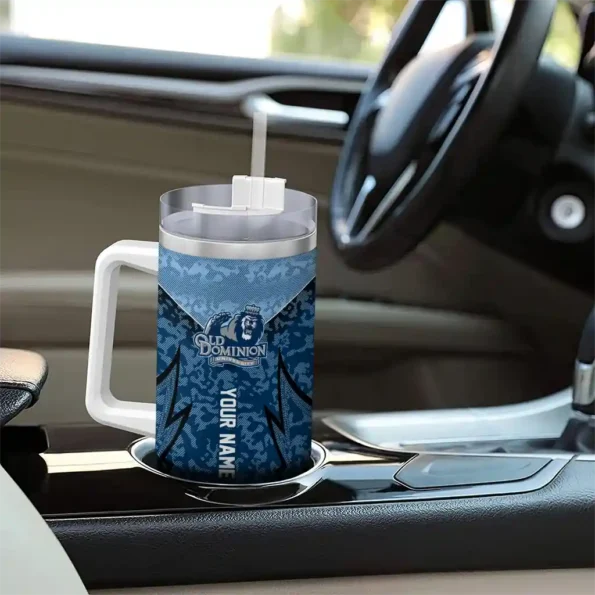 personalized old dominion monarchs chevron stripe blue curved tumbler trendy.webp