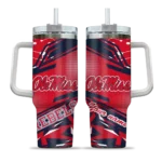 personalized ole miss rebels abstract paths red curved tumbler best selling.webp