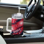 personalized ole miss rebels abstract paths red curved tumbler best selling.webp