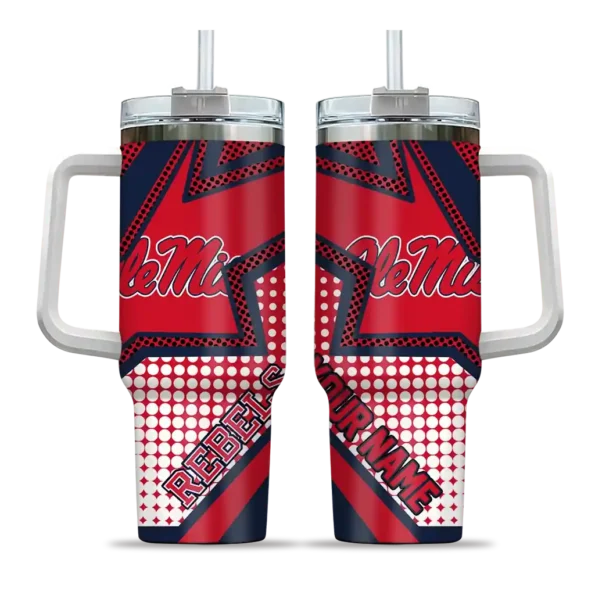personalized ole miss rebels arrow burst red curved tumbler best selling.webp