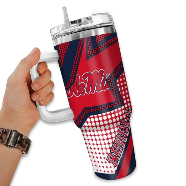 personalized ole miss rebels arrow burst red curved tumbler fashion forward.webp