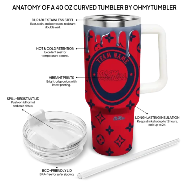 personalized ole miss rebels bullseye drips red curved tumbler new arrival.webp