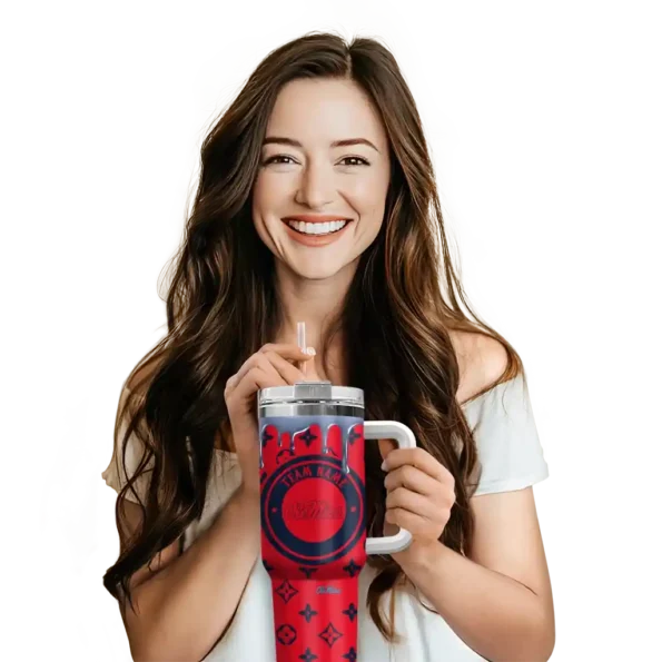 personalized ole miss rebels bullseye drips red curved tumbler premium grade.webp