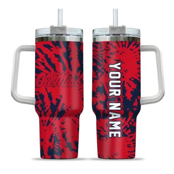 personalized ole miss rebels burst swirl red curved tumbler best selling.webp