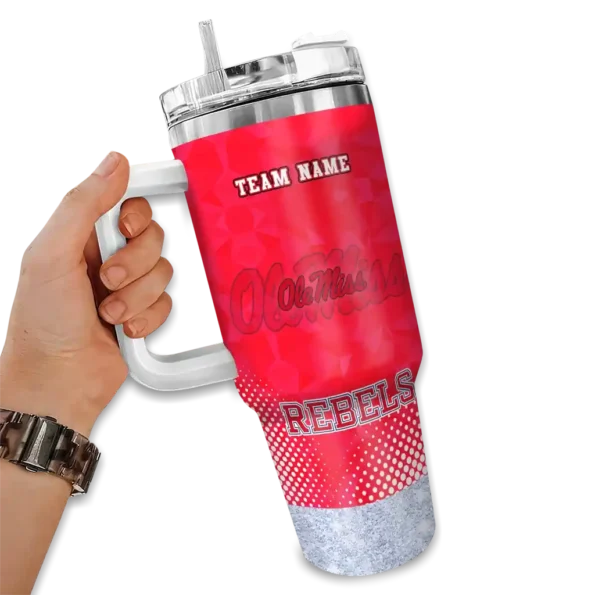 personalized ole miss rebels geometric prism red curved tumbler fashion forward.webp