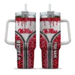 personalized ole miss rebels leopard zipper red curved tumbler best selling.webp