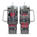 personalized ole miss rebels superman shield red gray curved tumbler best selling.webp