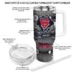 personalized ole miss rebels superman shield red gray curved tumbler best selling.webp