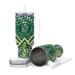 personalized oregon ducks chevron angle green curved tumbler best selling.webp