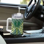 personalized oregon ducks chevron angle green curved tumbler best selling.webp