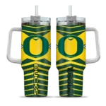 personalized oregon ducks chevron layers green curved tumbler best selling.webp