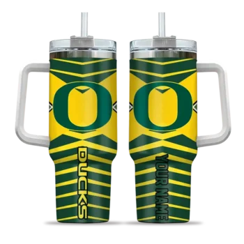 personalized oregon ducks chevron layers green curved tumbler best selling.webp
