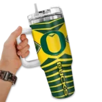 personalized oregon ducks chevron layers green curved tumbler best selling.webp