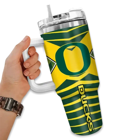 personalized oregon ducks chevron layers green curved tumbler fashion forward.webp