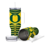 personalized oregon ducks chevron layers green curved tumbler best selling.webp