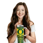 personalized oregon ducks chevron layers green curved tumbler best selling.webp