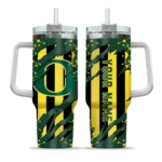 personalized oregon ducks claw cut green black curved tumbler best selling.webp