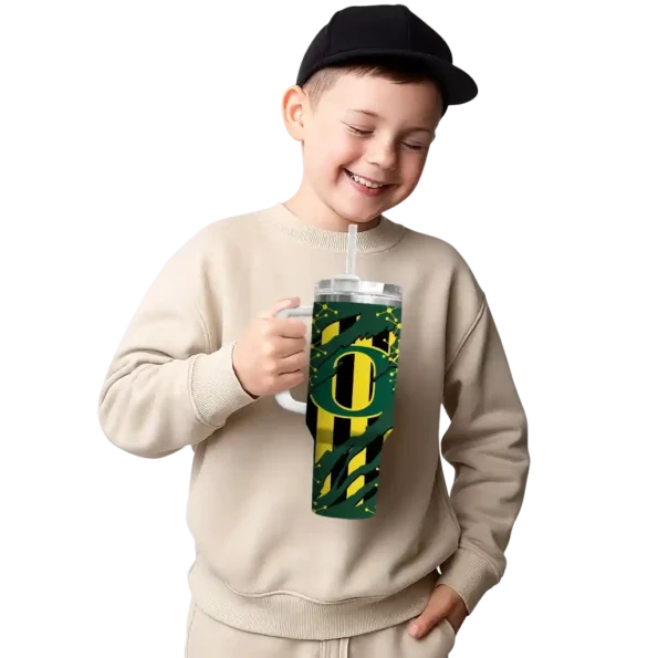 personalized oregon ducks claw cut green black curved tumbler latest model.webp