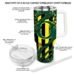 personalized oregon ducks claw cut green black curved tumbler best selling.webp