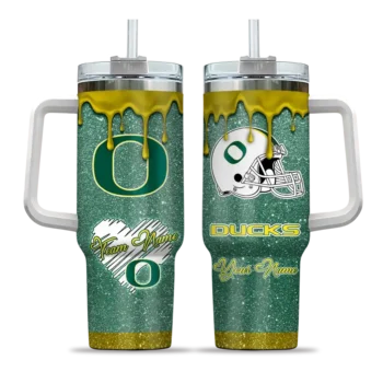 personalized oregon ducks heart helmet motif green curved tumbler best selling.webp