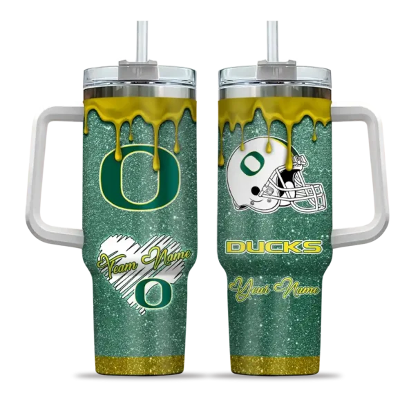 personalized oregon ducks heart helmet motif green curved tumbler best selling.webp