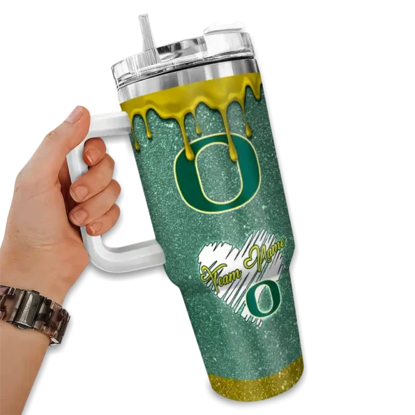personalized oregon ducks heart helmet motif green curved tumbler fashion forward.webp