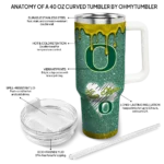 personalized oregon ducks heart helmet motif green curved tumbler best selling.webp
