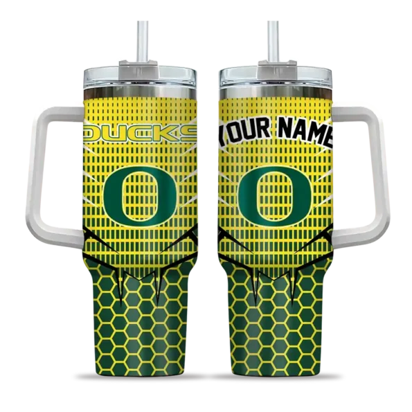 personalized oregon ducks hex texture green curved tumbler best selling.webp