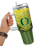 personalized oregon ducks hex texture green curved tumbler best selling.webp