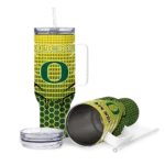 personalized oregon ducks hex texture green curved tumbler best selling.webp
