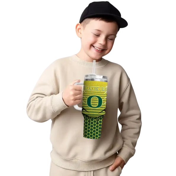 personalized oregon ducks hex texture green curved tumbler latest model.webp