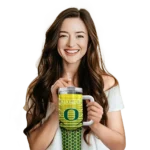 personalized oregon ducks hex texture green curved tumbler best selling.webp