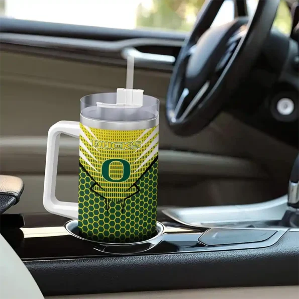 personalized oregon ducks hex texture green curved tumbler trendy.webp