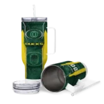 personalized oregon ducks hexagon armor green curved tumbler best selling.webp